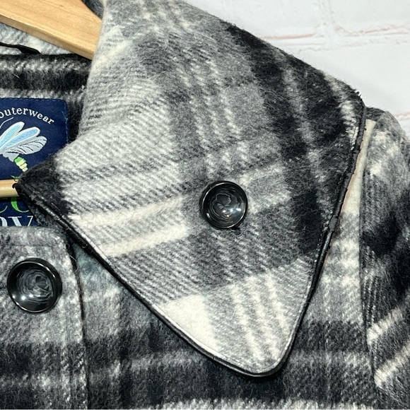 Green With Envy Coat Womens Large Black Wool Blend Jacket Lined Pockets Buttons - Picture 4 of 14